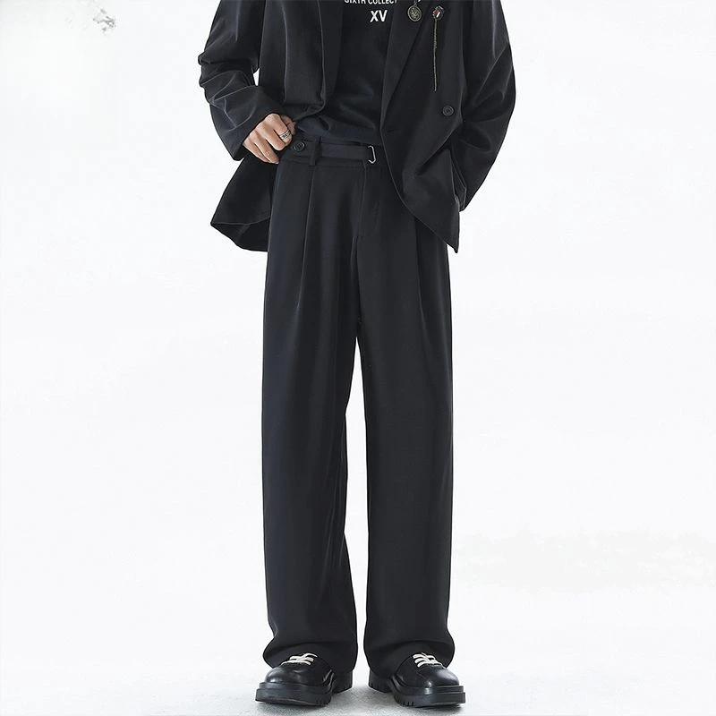 春秋季新款时尚休闲裤潮流直筒垂坠小西裤高级感百搭大码长裤子男