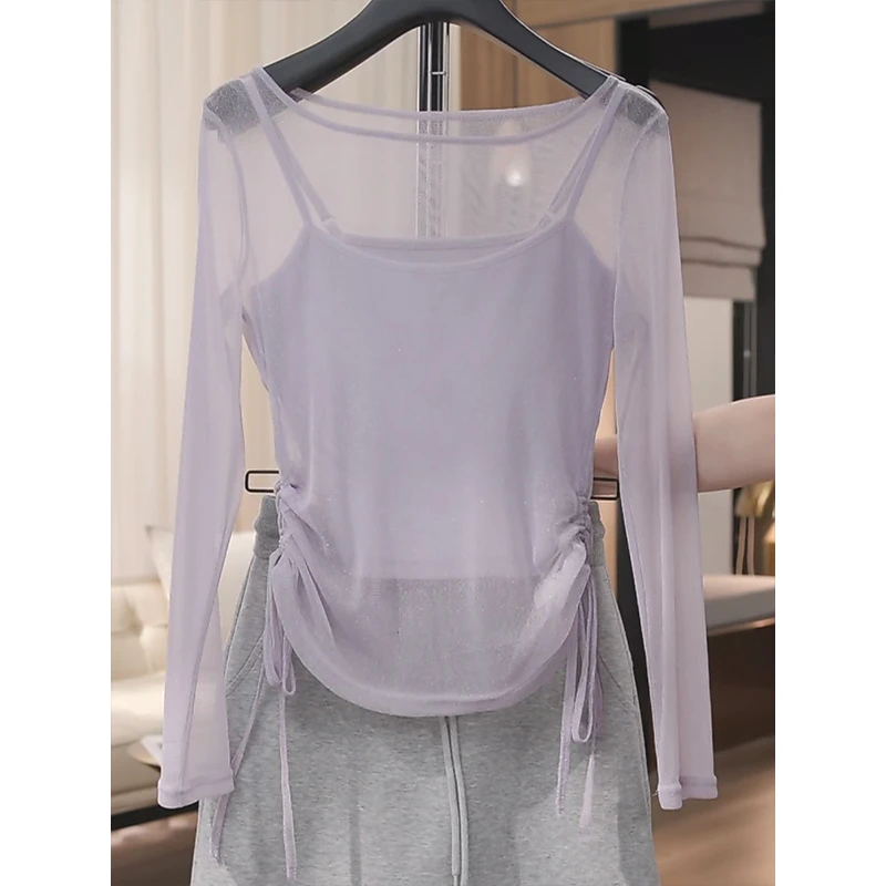 设计感长袖防晒空调罩衫2025夏季新款薄款时尚休闲气质抽绳上衣潮