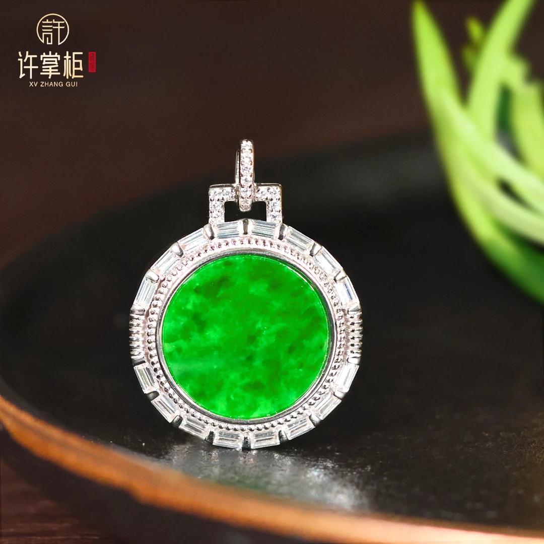 YGY｜S925银翡翠圆牌吊坠天然缅甸翡翠A货经典气质百搭平安配饰