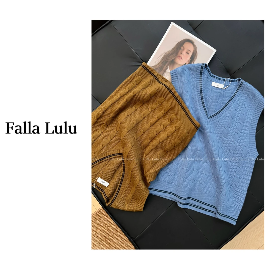 @英子家-提升实穿度~毛绒感针织套头马甲复古气质叠穿背心 A4441