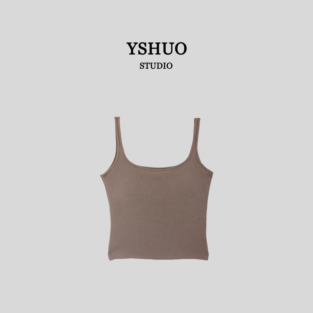 YSHUO【雅痞背心】早秋新款一体杯方领吊带无痕磨毛百搭美背 MB6850