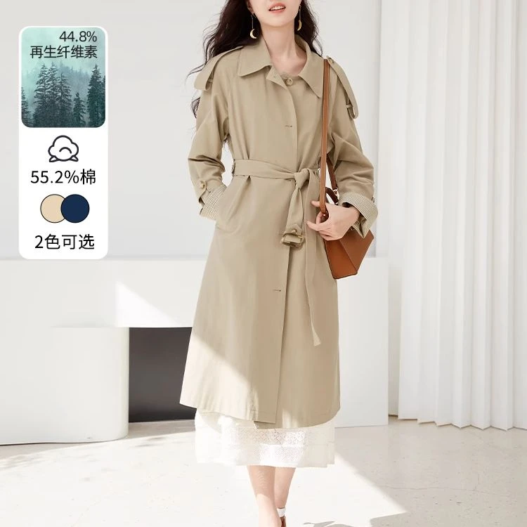 F841216风衣 香影英伦风高级感风衣女春秋新款单排扣