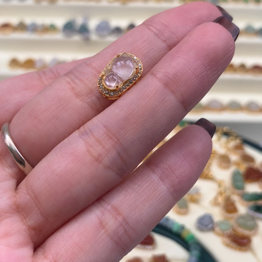 翡翠银S925镶嵌颈饰金鱼