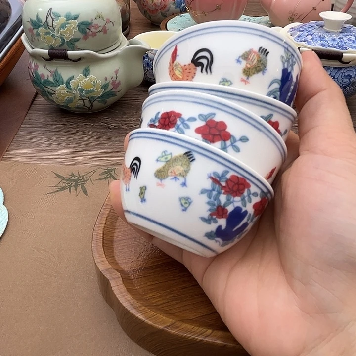 摆件陶鸡缸杯小杯单个杯子