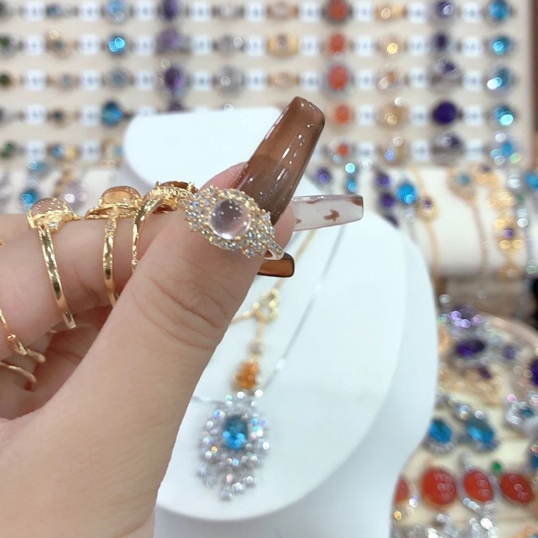 芙蓉石戒指银S925镶嵌