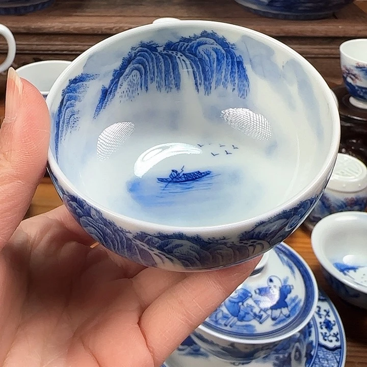 封*青花山水杯杯杯