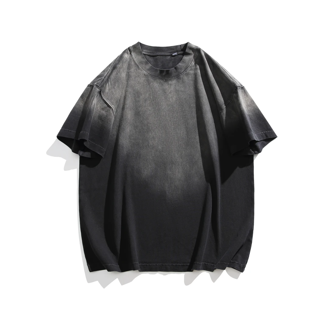 MGB505短袖夏季渐变痞帅黑色短袖T恤时尚街头男士印花上衣