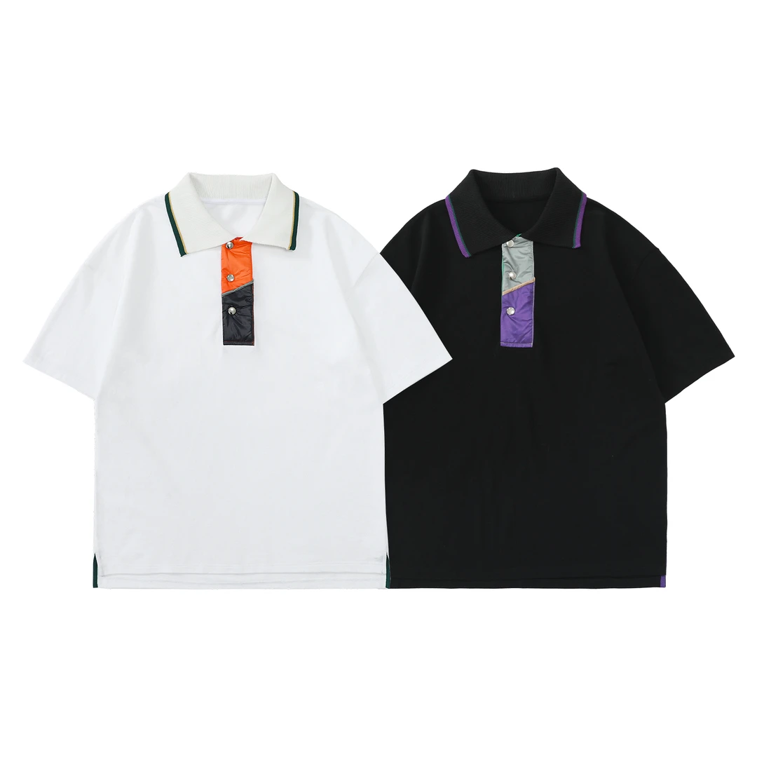 聪明陈 日系复古休闲运动POLO运动衫男夏季宽松短袖T恤1023
