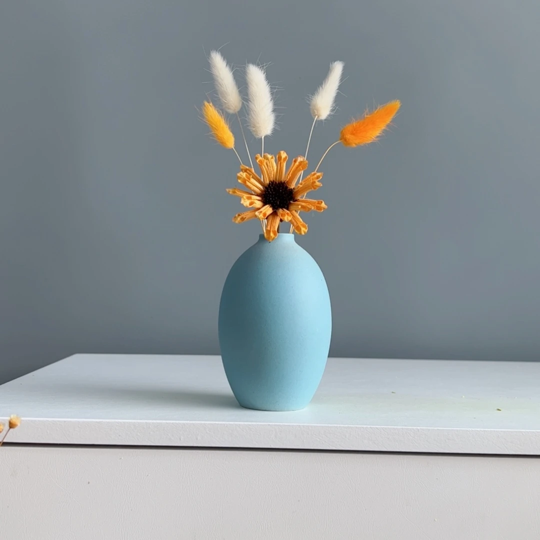摆件陶瓷小花瓶摆件含花总高约20-30cm