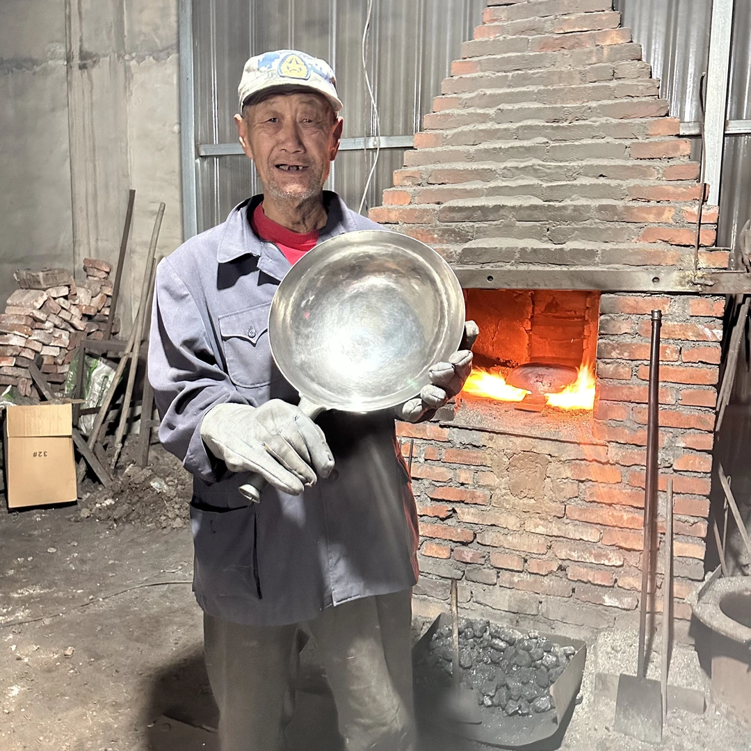匠福锤【宗师级镜面传承】纯手工原生态铁锅无涂层不粘锅免开锅