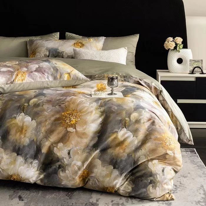 【琰美居】特！新疆长绒棉数码印花四件套 高支高密全棉纯棉轻奢