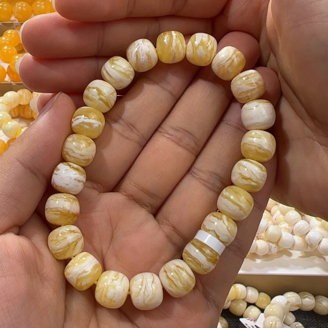 琥珀裸石未镶嵌D***腚10mm虎皮纹手串