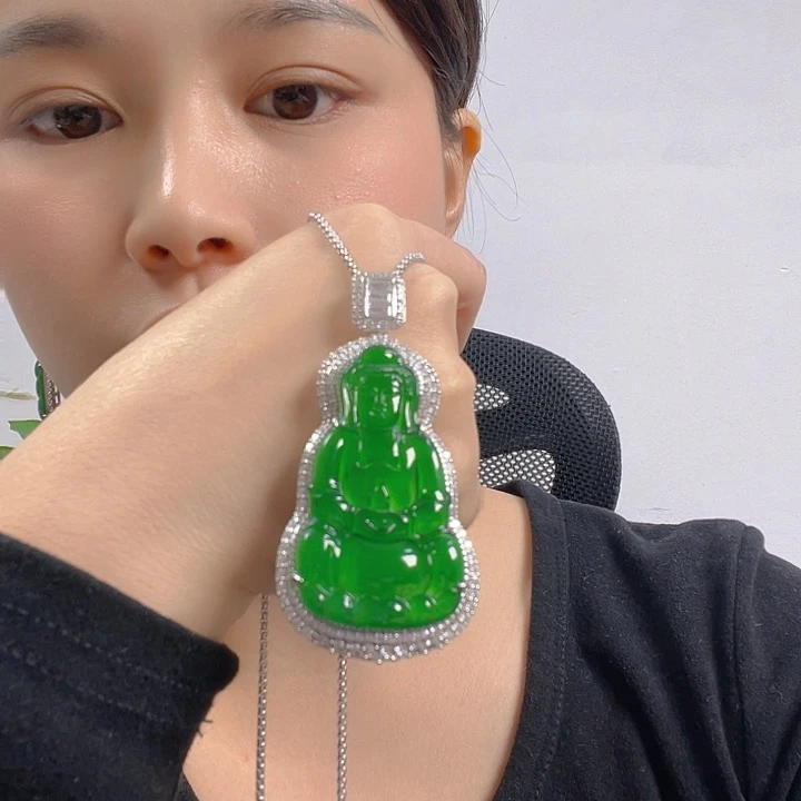 翡翠银S925镶嵌吊坠(不含链)