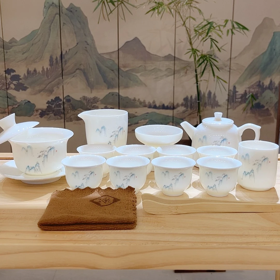 【都彩】高山流水羊脂玉瓷16头