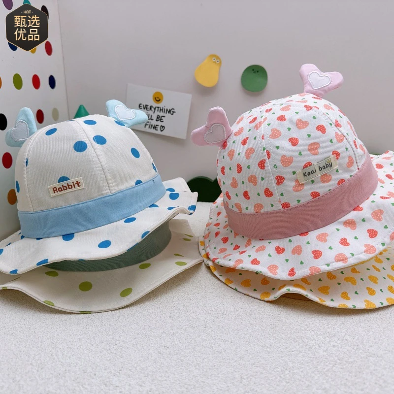 薄款儿童渔夫帽春款卡通刺绣宝宝夏季透气遮眼沙滩秋婴儿帽MY