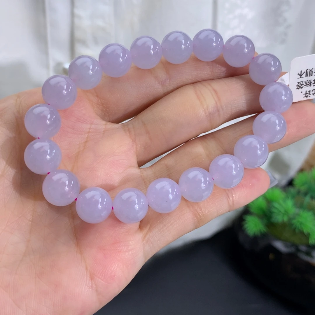 翡翠未镶嵌手串卡10冰胶粉紫手串
