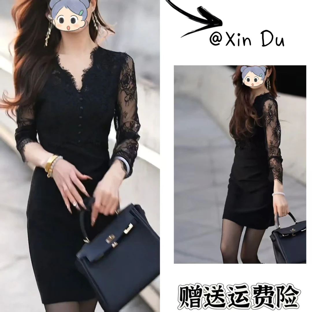 2025秋季新款时尚显瘦气质女士网红洋气连衣裙百搭款D22146