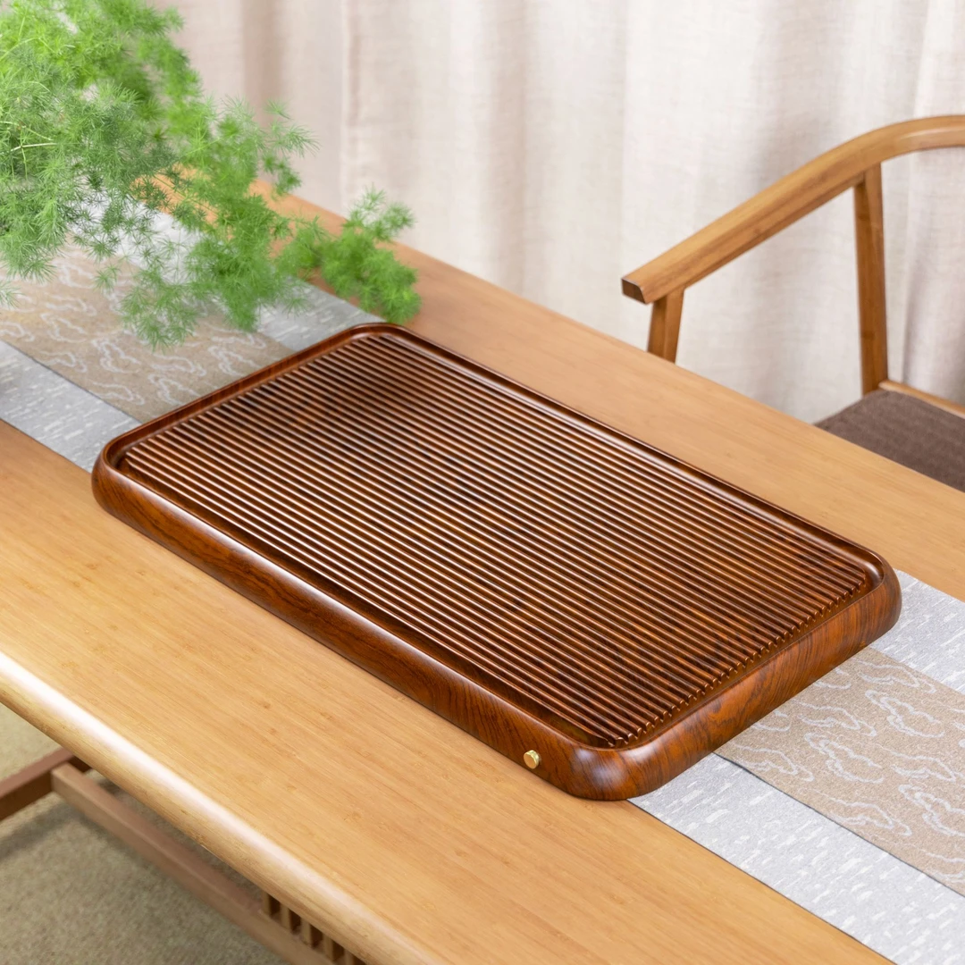满意70*40*4cm【黄棕色】25款实木茶盘家用客厅办公室简约功夫茶具