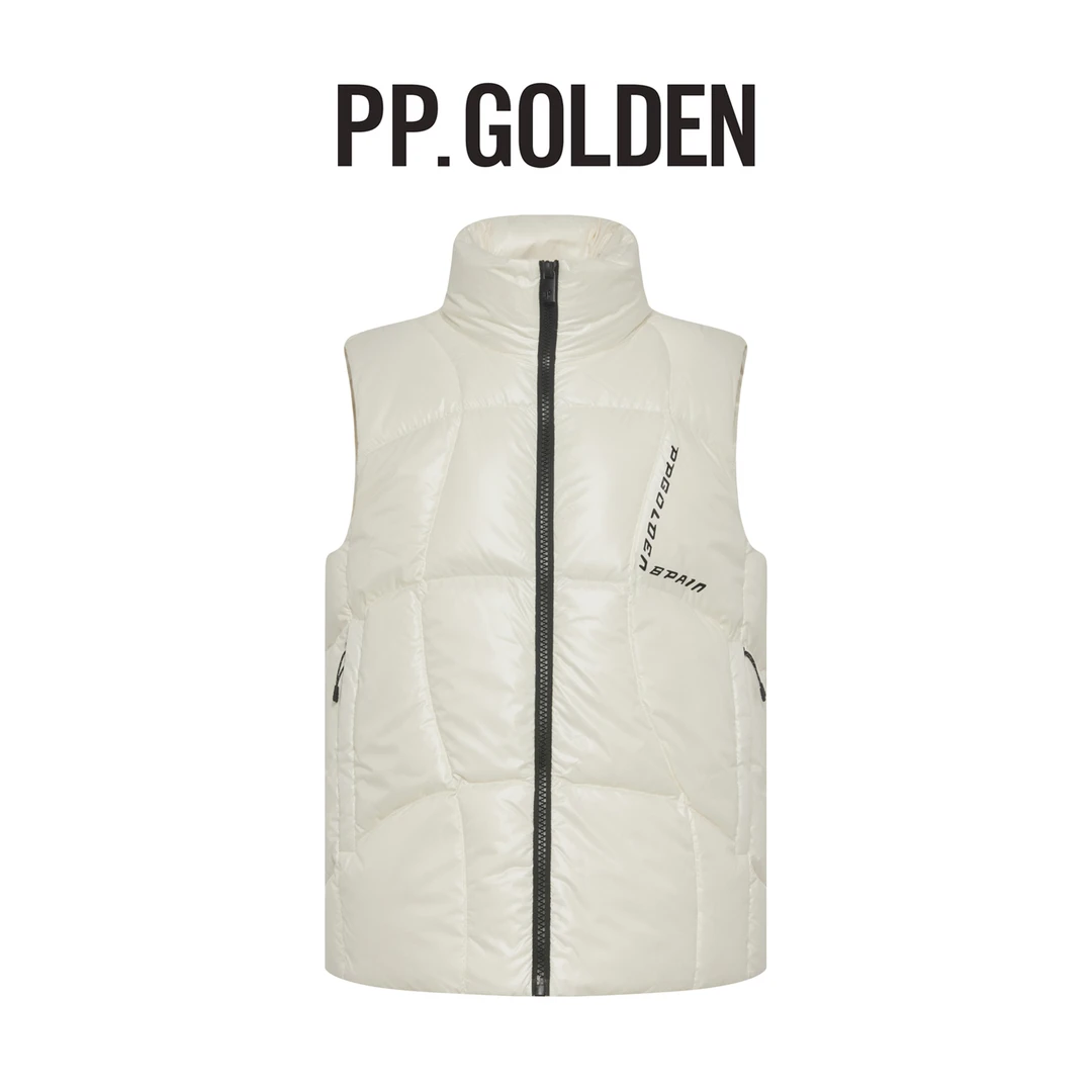 PP.GOLDEN男士冬季时尚百搭亮面字母印花立领鹅绒马甲GMY89462092