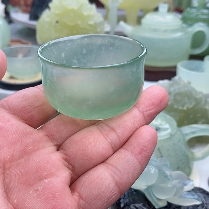 岫玉四大名玉杯未镶嵌墨****哥