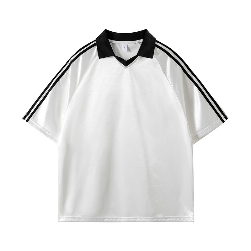 短袖POLO衫t恤男女同款2025新款夏季设计感复古小众衬衫领情侣上