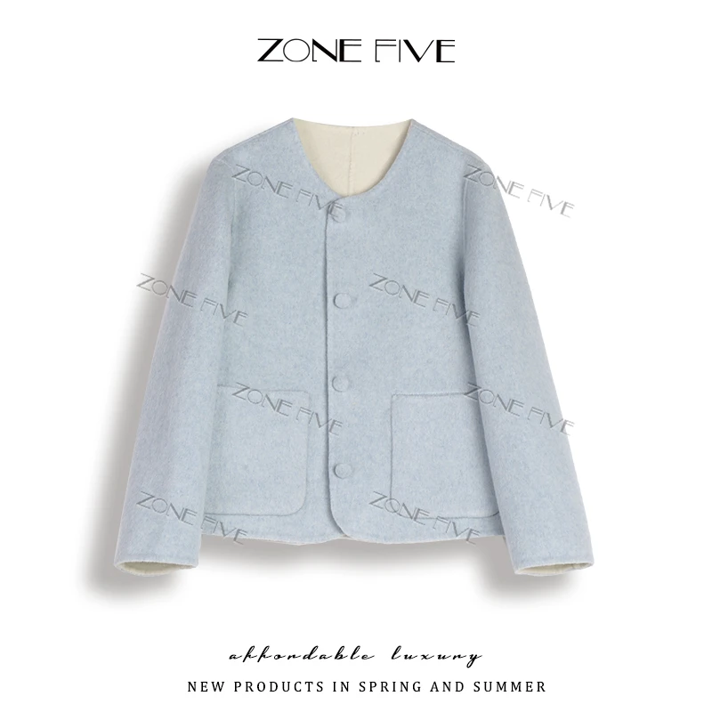 【zonefive】欧若风两面穿2025新款双面呢外套气质慵懒轻奢85005