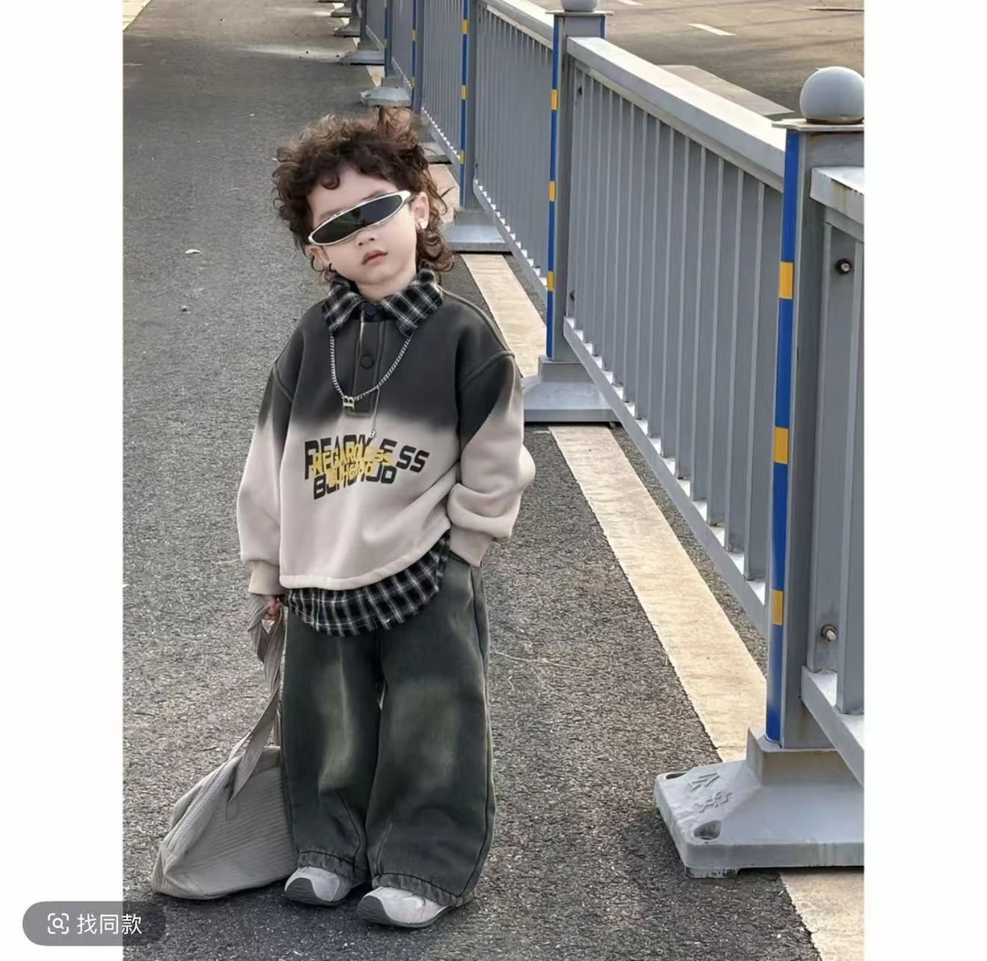 2025POLO卫衣秋新款韩版男儿童洋气痞帅童装宽松宝宝25215