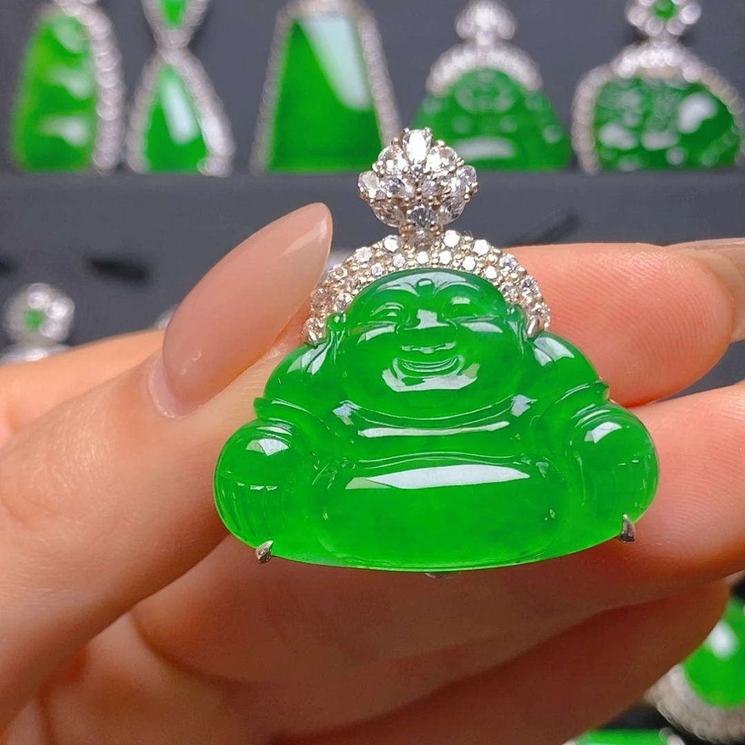 颈饰银S925镶嵌翡翠