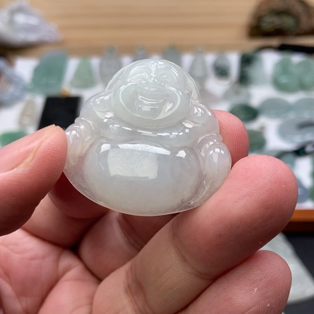 翡翠未镶嵌颈饰佛公 天然缅甸A货翡翠