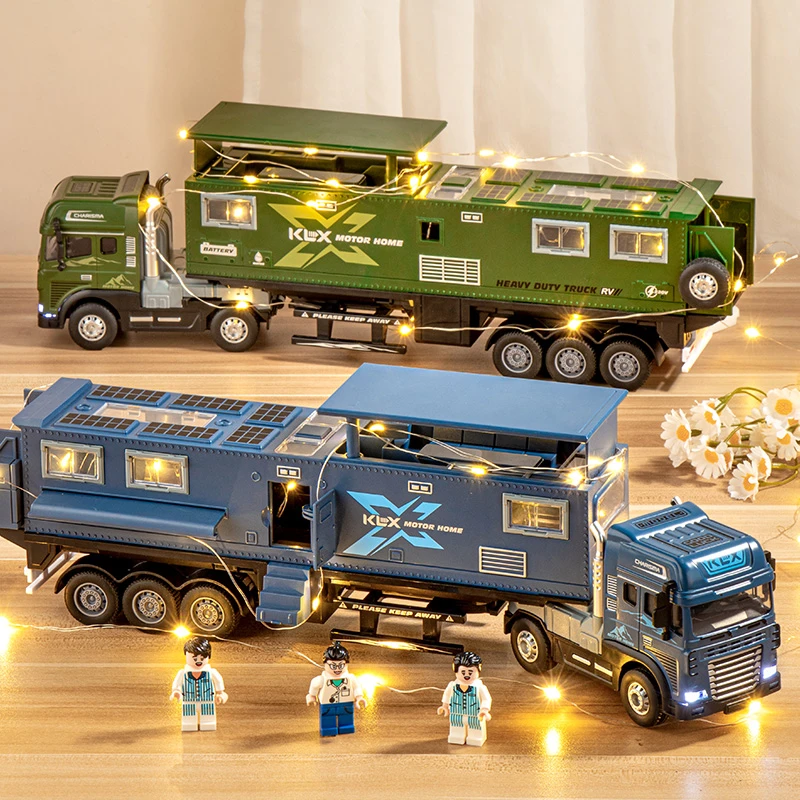 儿童大号合金车惯性玩具旅行房车声光越野货柜车汽车模型男孩礼物
