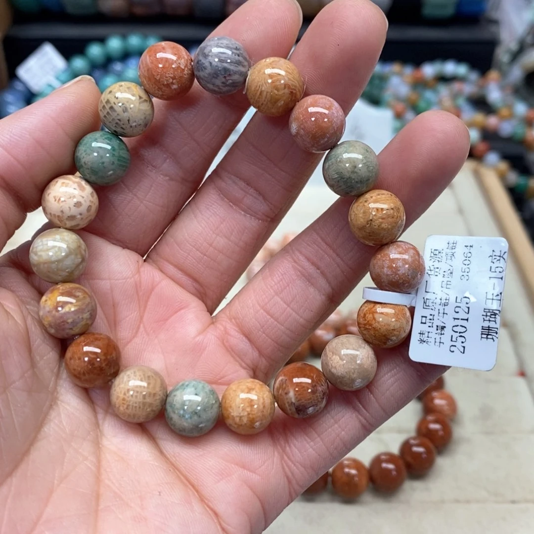 硅化珊瑚（珊瑚玉）手链未镶嵌001