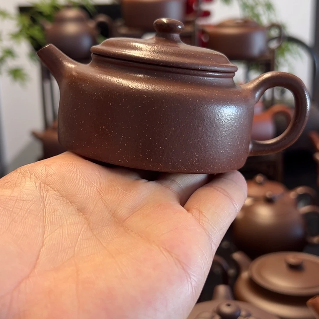 紫砂壶精工半手梨皮紫泥矮德钟150cc