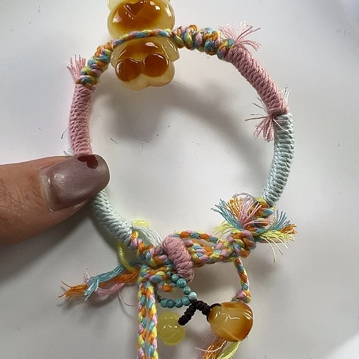 蜜蜡手绳未镶嵌不***.蜜蜡小熊