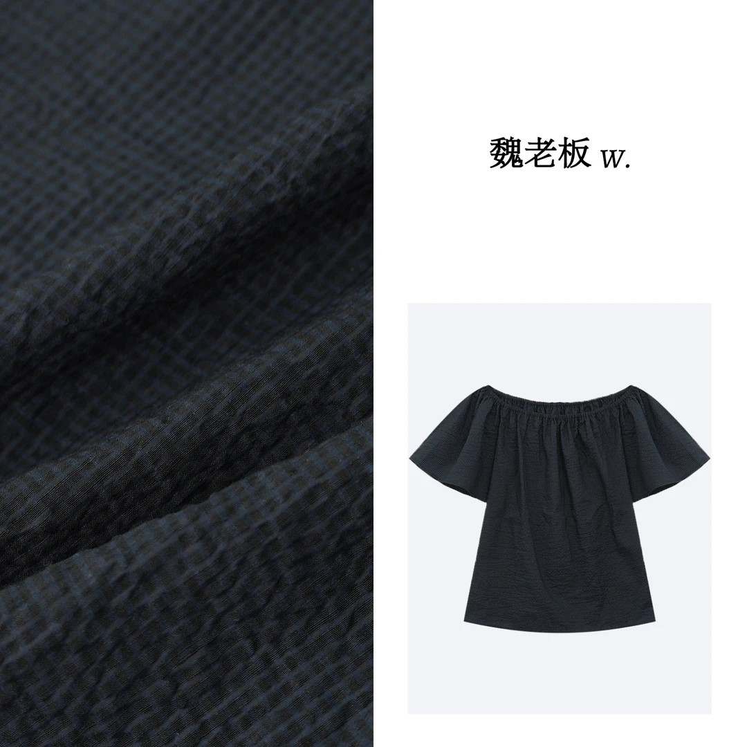 W.Diva【心弦】春季黑色显瘦宽松休闲舒适品质短袖小衫2S055A086