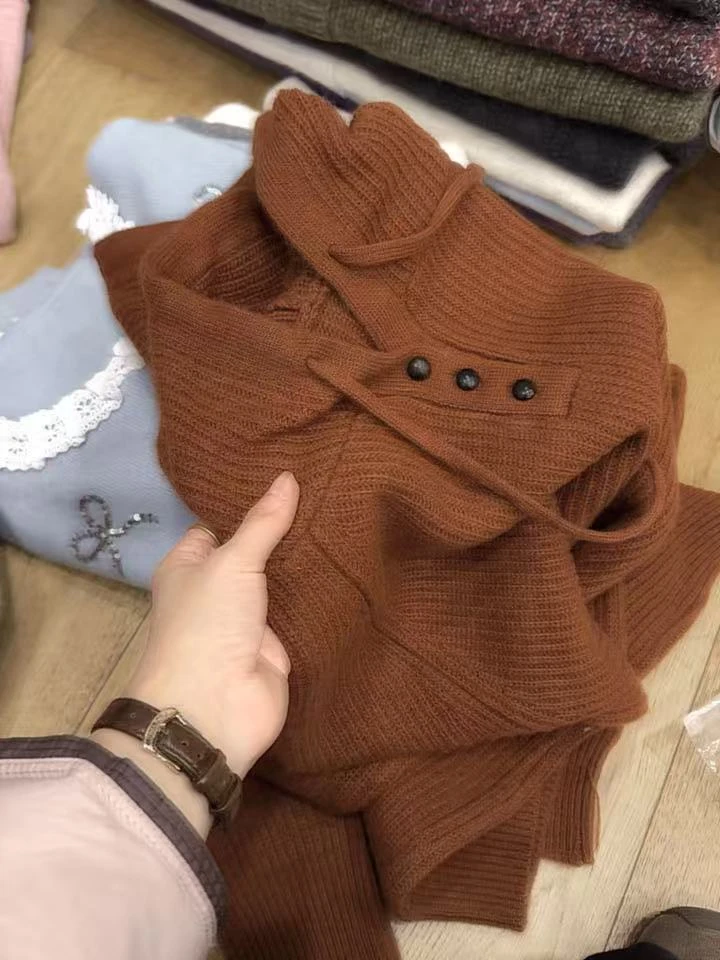 七言家巨好看  #枫叶橘三粒扣软糯抽绳帽衫004