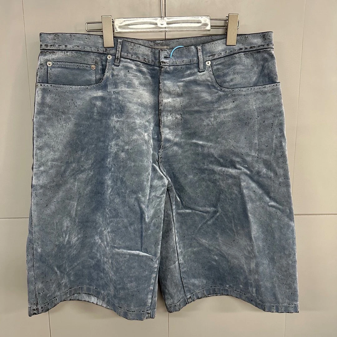 全新未使用 DIOR/迪奥  蓝色植绒做旧短裤 36码 D14364