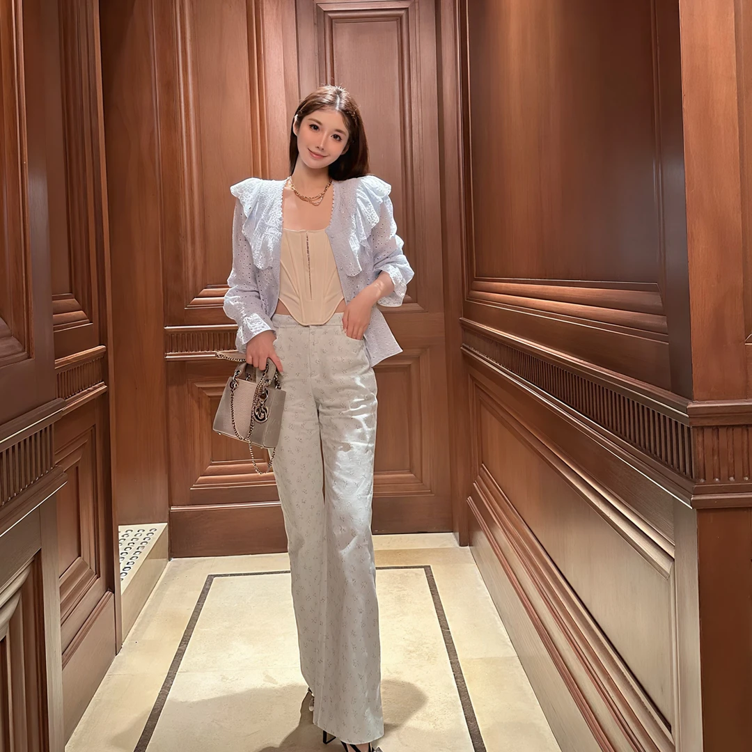 小苍兰绿牛仔裤显瘦显高神裤