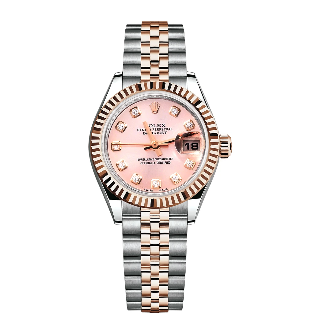 99新 Rolex/劳力士 女装日志型系列179171粉盘钻刻腕表/WHP039763