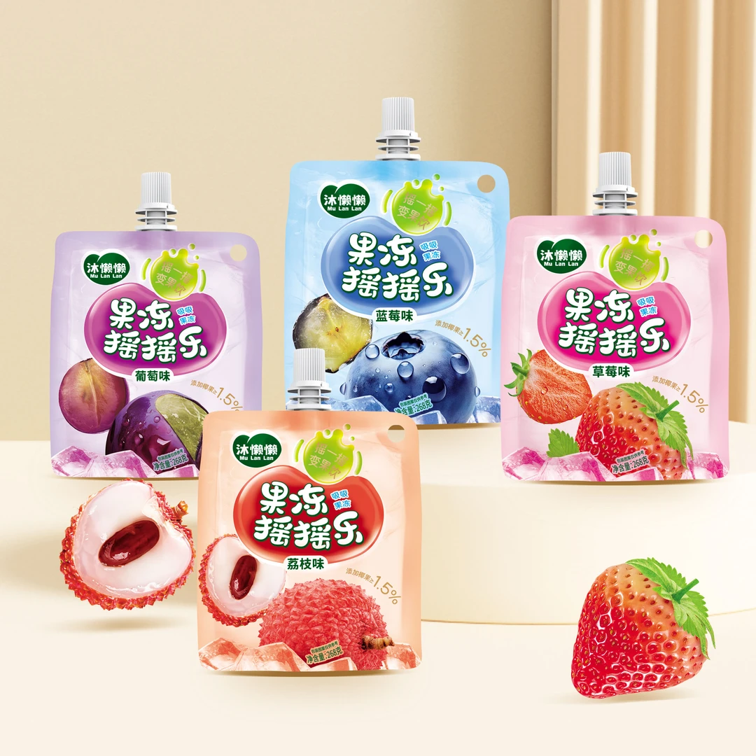 沐懒懒-果冻摇摇乐268g/袋果汁味果冻网红休闲追剧小吃可吸型