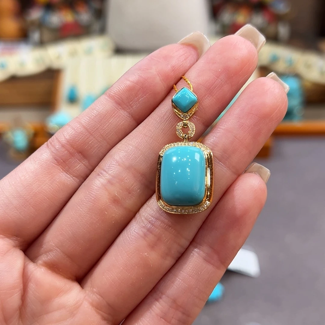 【闪购商品】18K金镶嵌绿松石吊坠(不含链)