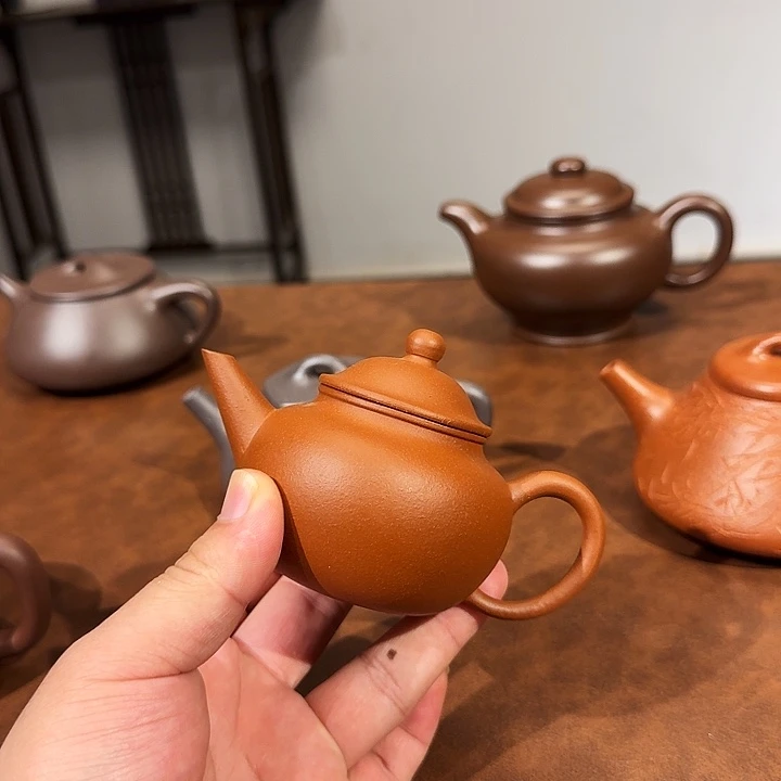 钓***人茶壶紫砂朱泥水平130cc