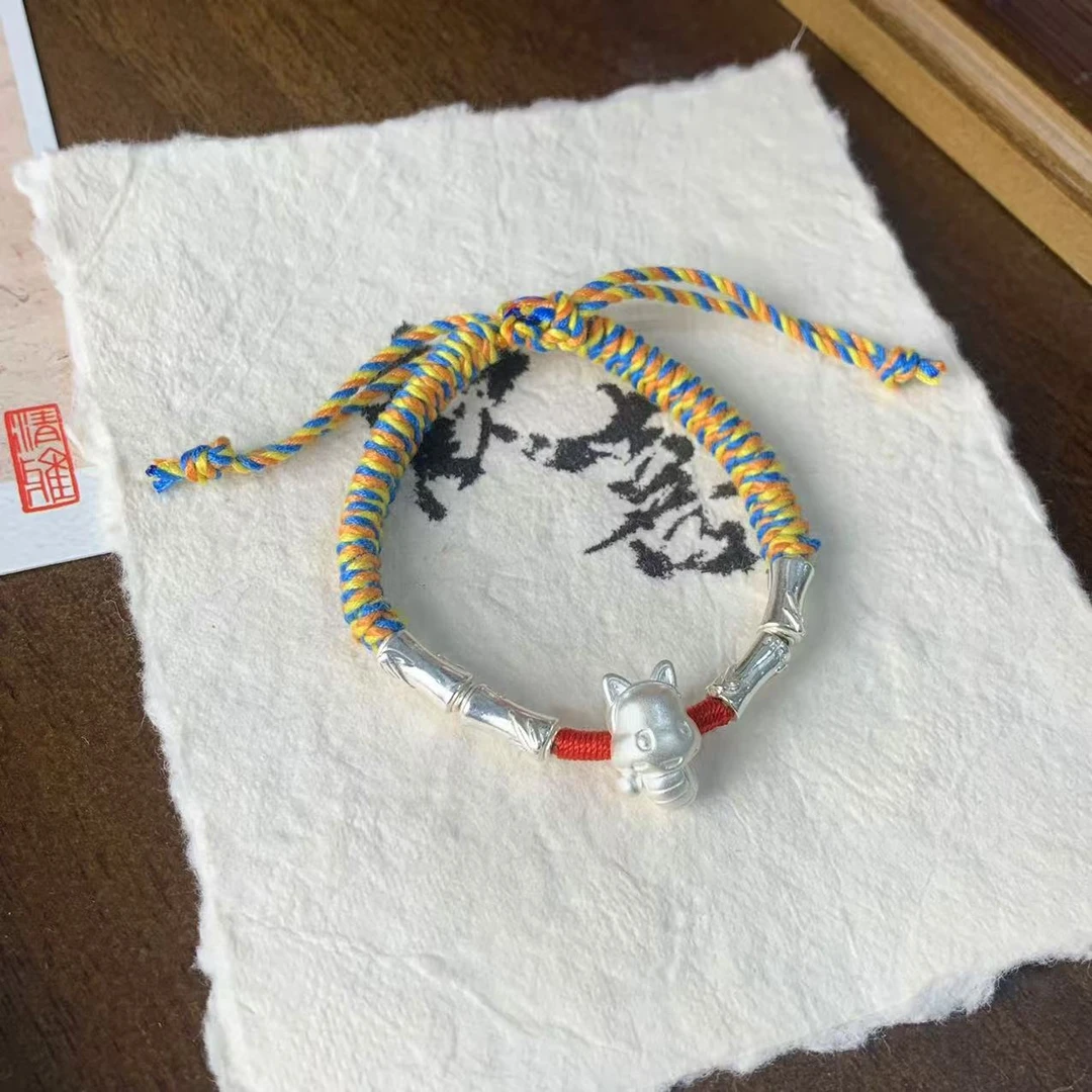925银手链 【欢喜银饰手作】S925卡通小蛇搭配节节高升送老婆送老公