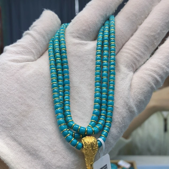 绿松石18K金镶嵌长链