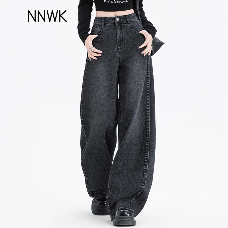 黑色阔腿裤女款爆款2025新款春秋季长裤牛仔裤女宽松高腰裤直筒裤