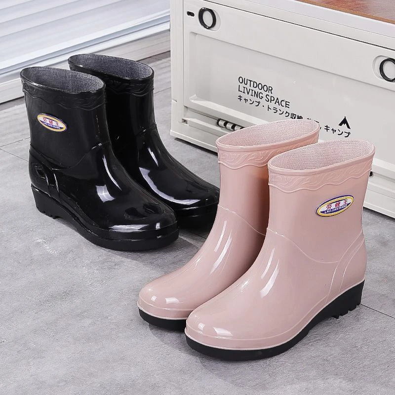 加绒成人雨鞋女士防滑中筒雨靴短筒时尚厚底低帮耐磨四季水鞋水靴