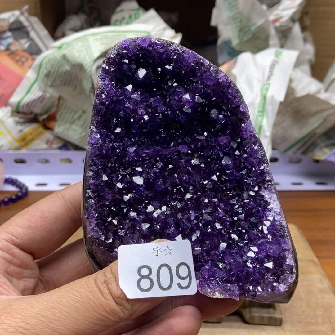 紫晶天然水晶摆件未镶嵌雨***?