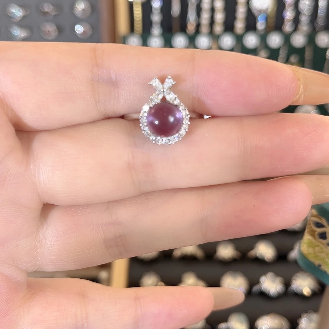 紫晶戒指银S925镶嵌戒指紫晶