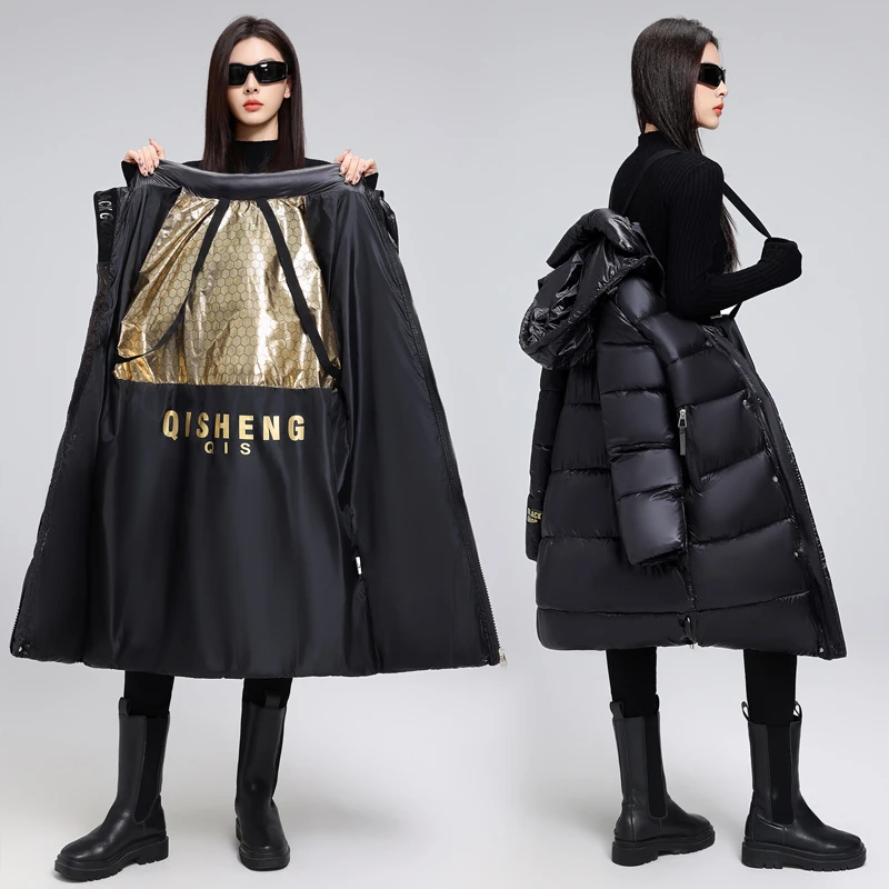 2025新款黑金长款加厚面包服外套韩版宽松防寒服男女同款棉服12款