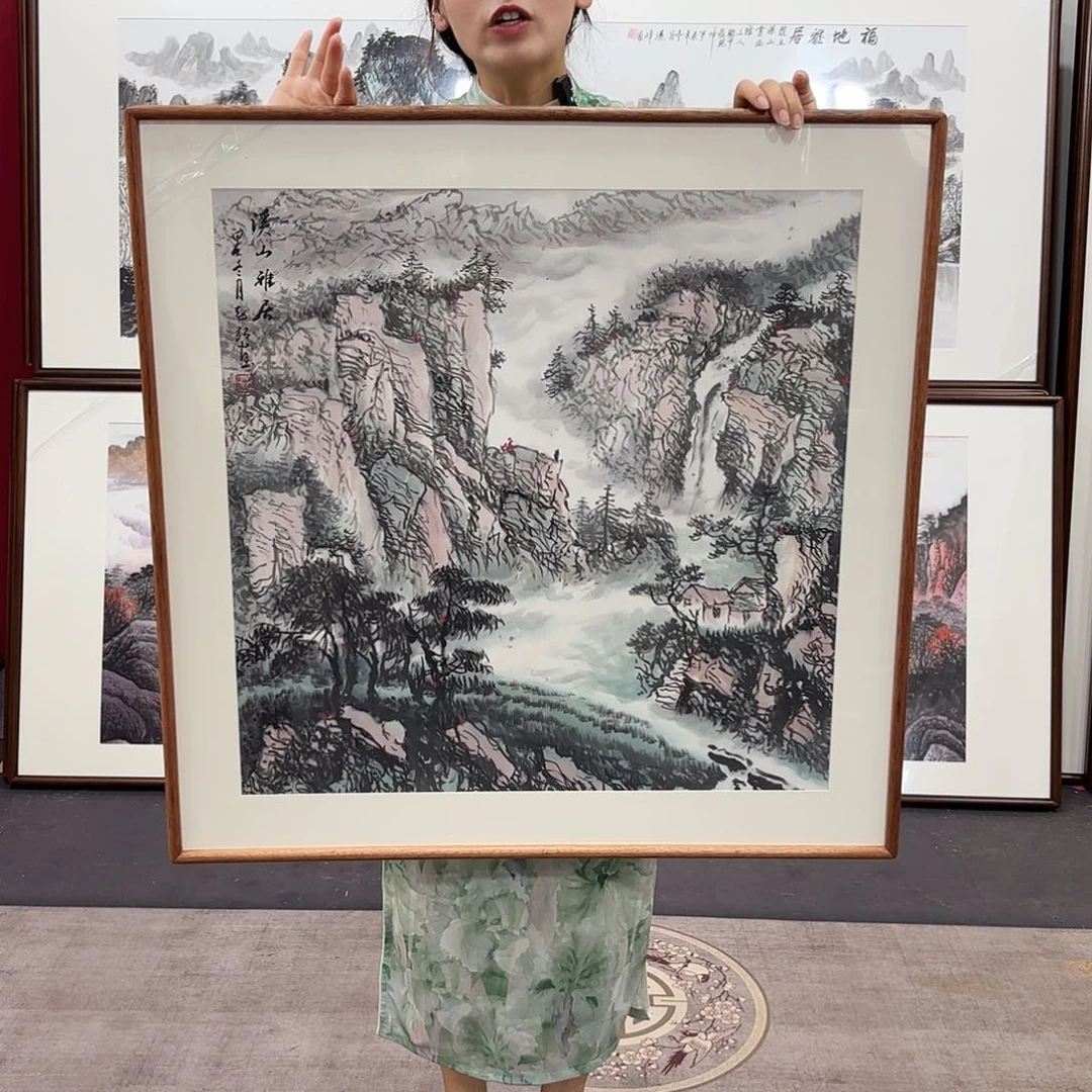 国画手绘带框作品