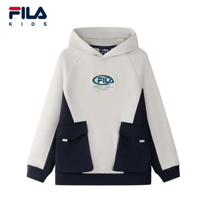 FILAKIDS男中大童工装风帅休闲宽松套头连帽卫衣K12B541215时尚
